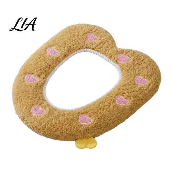 Soft Warm Bathroom Pad Plush Toilet Seat Cover for Autumn Winter, Cute Washable Warmer with Zipper Closure, Universal Fit Thickened Cushion Love/Cloud