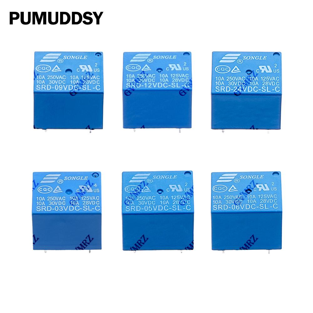 5PCS 3V 5V 6V Relays 5PIN SRD-03VDC-SL-C SRD-05VDC-SL-C SRD-06VDC-SL-C SRD-09VDC-SL-C SRD-12VDC-SL-C 9V 12V 24V 10A 250VAC Relays 5