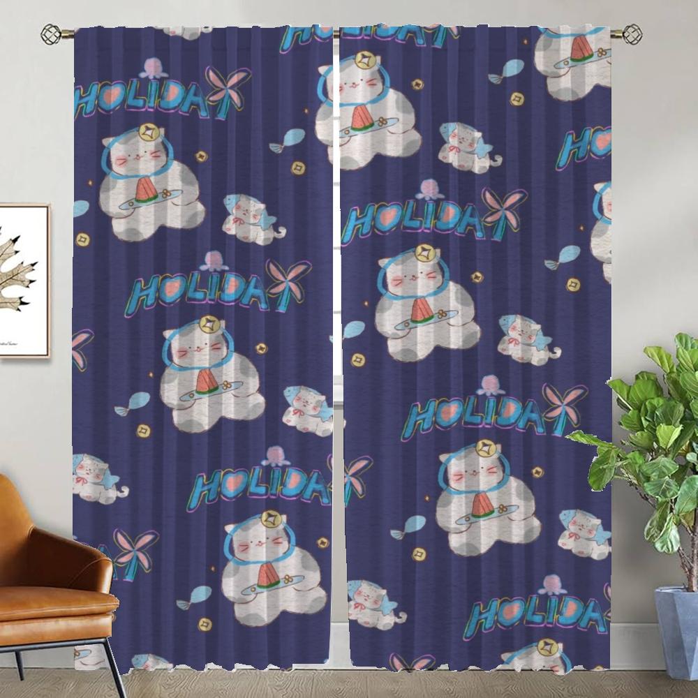 

Милые стильные шторы для детской комнаты, шторы для спальни, гостиной, шторы для Хэллоуина, затемнение кухни W50xH70cmx2pcs-CL