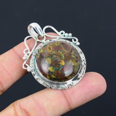 Friendship Day Sale Fruit Jasper Stone Sterling Silver Wife Boho Pendant Jewelry