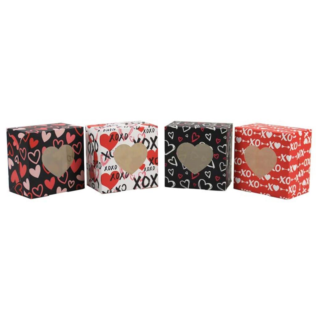 Valentine's Day Treat Box Heart Cardboard Box with Window Valentines Gift Container for Goodie Cookie Candy Party Supply