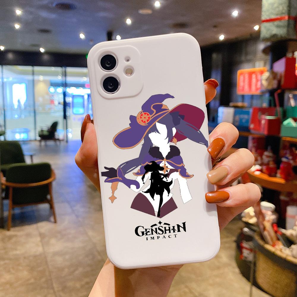 Luxusní čtvercový tekutý silikonový obal na telefon Genshin Impact Anime pro iPhone 14 11 12 13 Pro Max Mini X XS XR 7 8 Plus SE2 DIY kryt