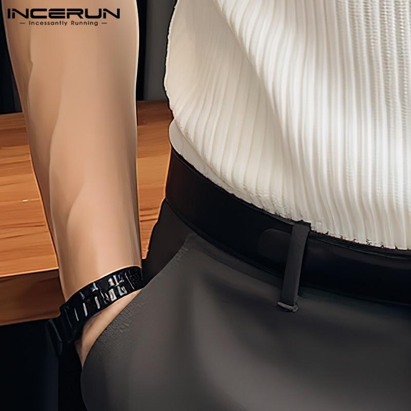 INCERUN Мужские футболки в полоску с коротким рукавом и V-образным вырезом — фото 6