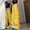 American retro quick-drying overalls women's summer high-waisted straight wide-leg streamers loose casual floor-mopping trousers trend