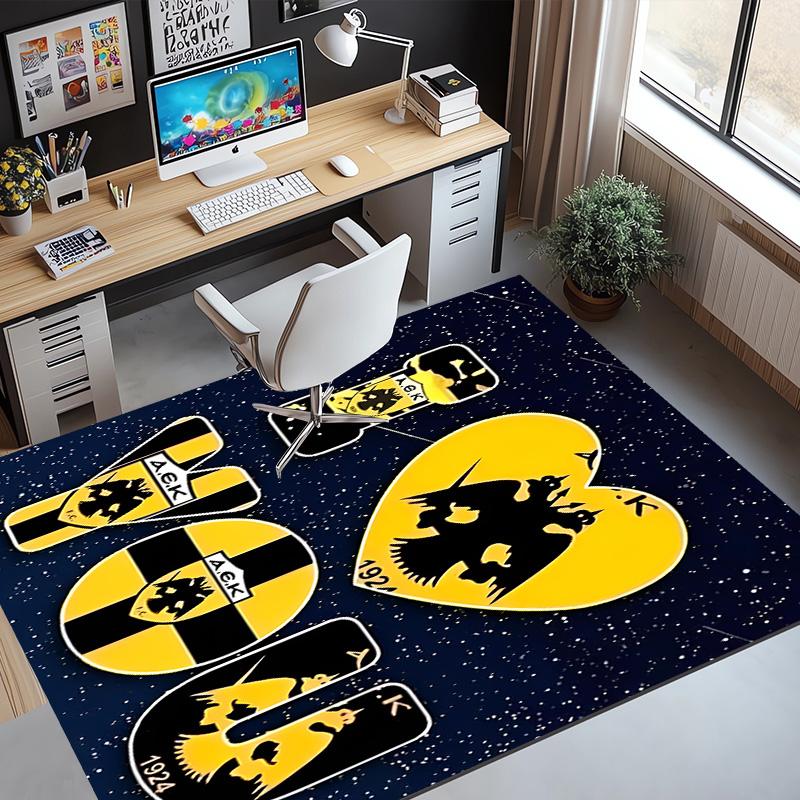 AEK Athens FC Pattern Rug, Indoor/Outdoor Mat, for Picnic, Gameroom, Bedroom, Office, Living Room, Home Decor Carpet, Birthday Gift