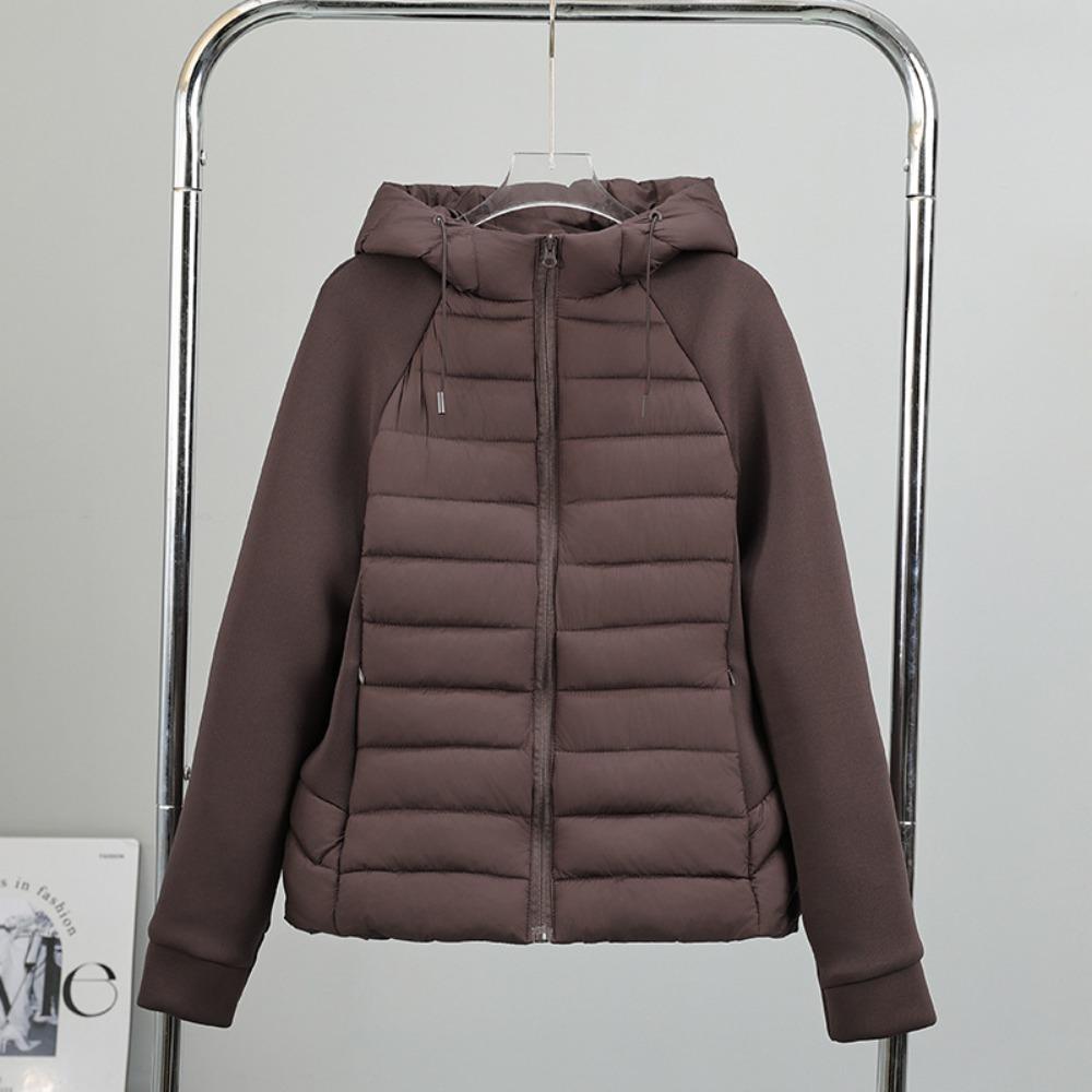 Women's Hooded Long Sleeve Coat Fitted Casual Lightweight Puffer Jacket for Winter Wear