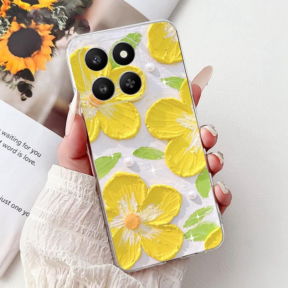 Weiche dünne transparente Silikonhülle für Huawei Honor 400 Smart Funda Honor X7D Katze Rose Blume Drache Mode Stoßfester Stoßfänger