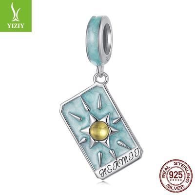 Hermit Tarot Pendant Female Niche Design Diy Bracelet Beaded 925 Silver Bead Accessories Ins Wind