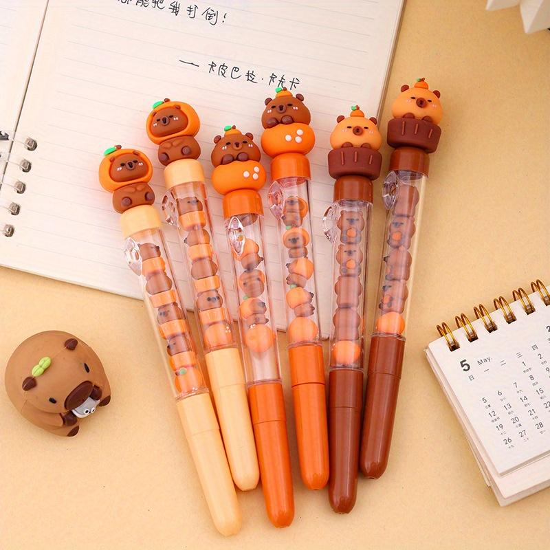 36pcs Capybara Beaded Gel Pen Capybara Clothing Modeling 0.5mm Black Ink Press Pen Students Friend Gift - Creative and Fun Pen Set