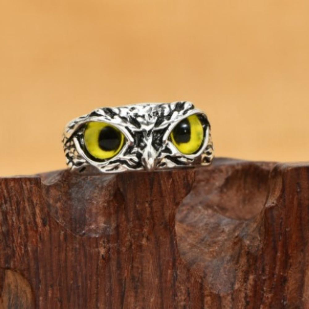

New Geometric Owl Ring Unique Retro Versatile Exaggerated Animal New Gothic Couple Adjustable Jewelry Gift Wholesale resizable жовтий