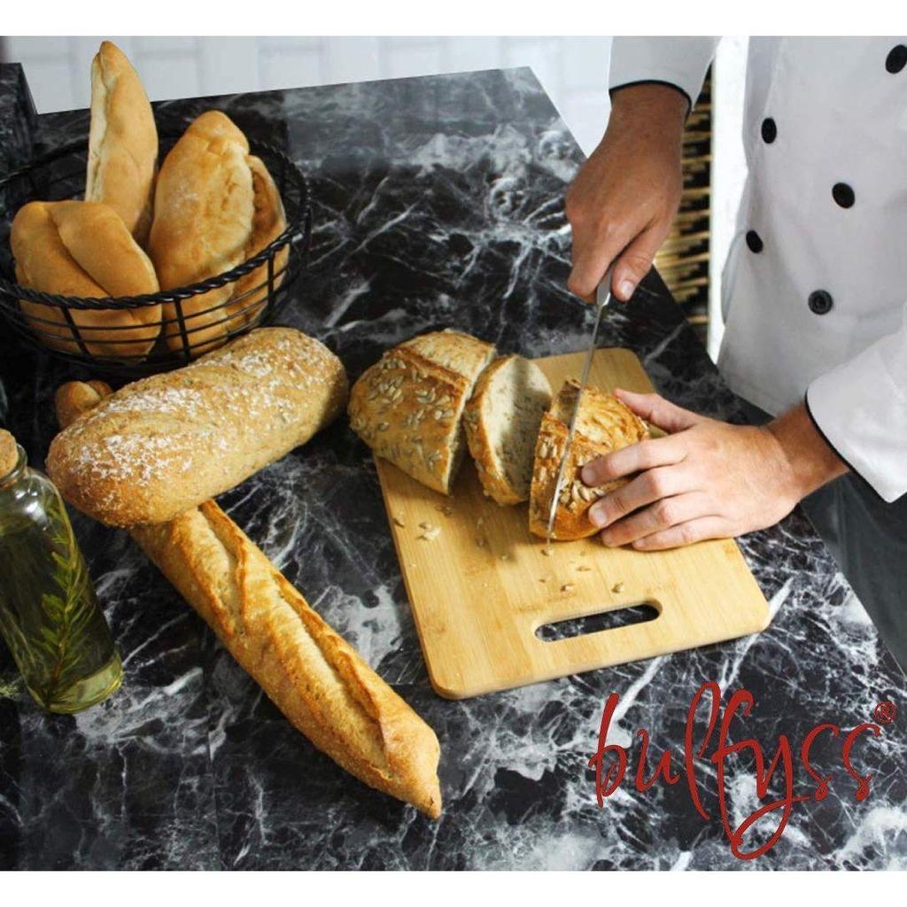 Natural Bamboo Wood Chopping Cutting Board for Kitchen Vegetables, Fruits & Cheese, BPA Free, Eco-Friendly, Anti-Microbial (34 x 24cm)