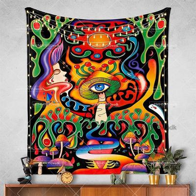 Tapiz de Setas Psicodélicas Colgante de Pared Tapices Verticales Coloridos Trippy Eye Para Decoración Estética de Habitación Alfombras