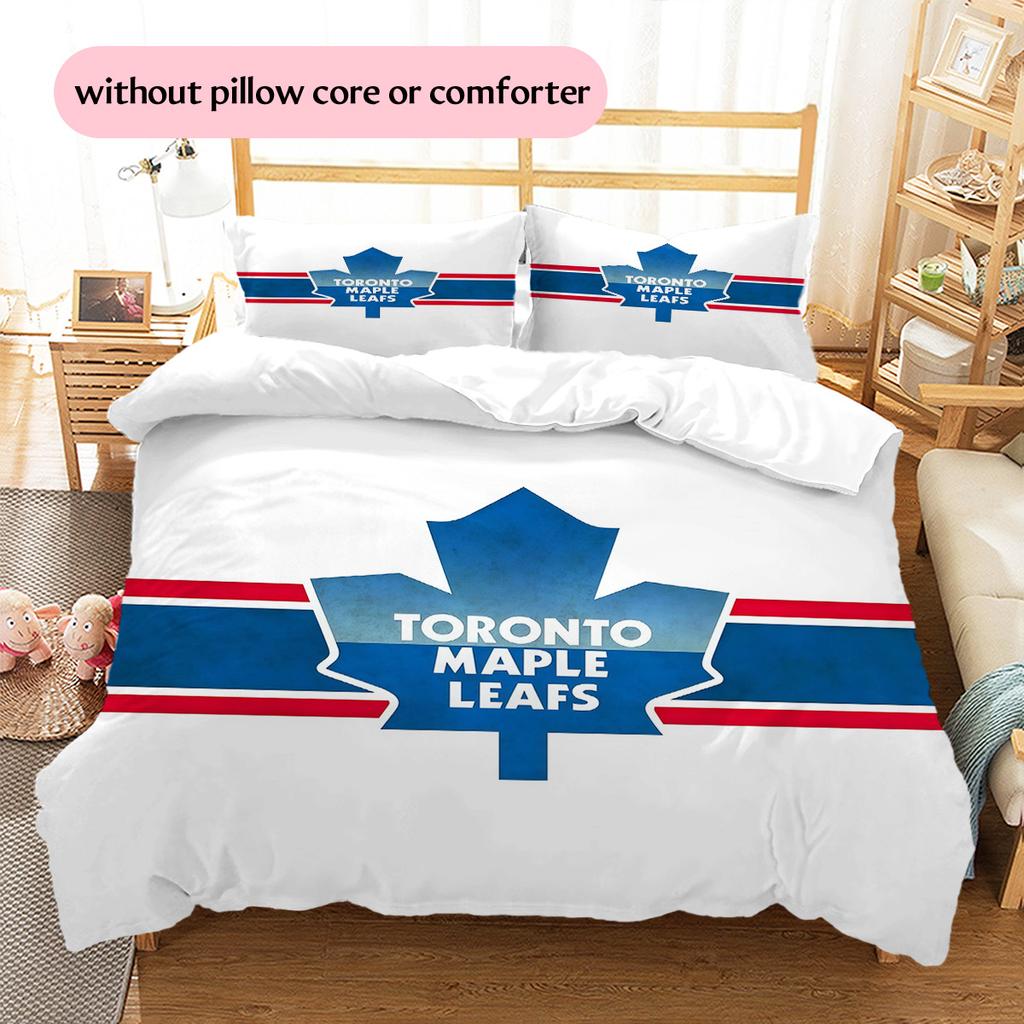 Toronto Maple Leafs2 Pattern Bedding Quilt Set Home Decoration Gift (1 * Duvet Cover + 2 * Pillowcase Without Core)