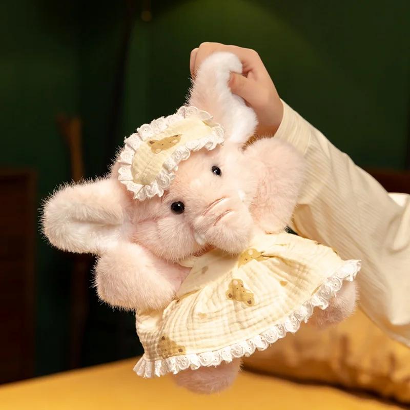 Soft Grey Pink Pajamas Elephant Plush Toys Cute Stuffed  Animals Wear Eye Mask Plushy Hugging Pillow Kid Christmas Birthday Gift