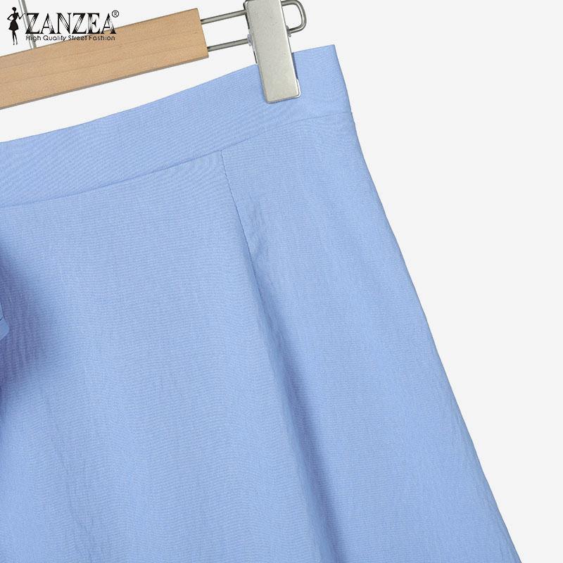 ZANZEA Women Short Sleeve Drawstring Blouse and Long Skirts Summer Two Piece Sets