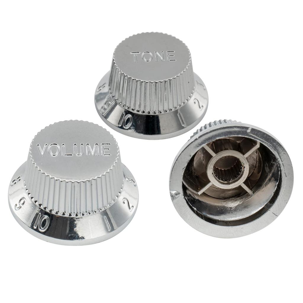 Musiclily Pro Inch Standard Stratocaster 1 2 for USA Stratocaster Chrome of Knobs, Volume, Tone, Guitars, (Set 3)