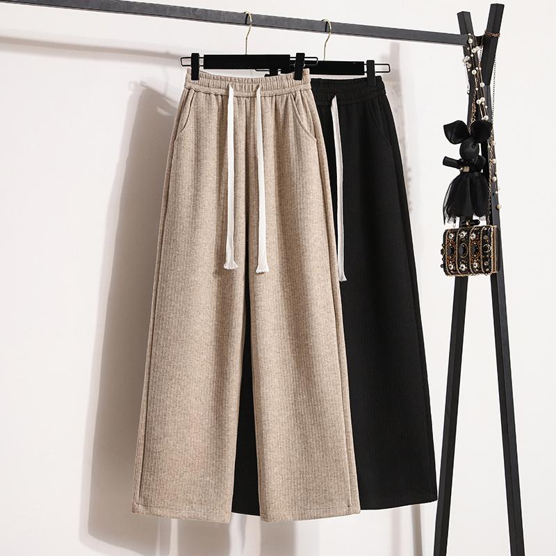 DIMANAF Plus Size Women Long Pants Thick Knitted Loose Casual Elastic Waist Lady Winter Autumn 2025