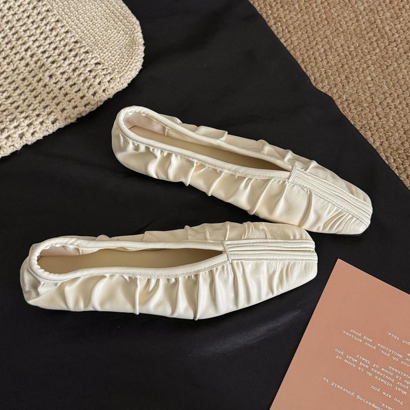 Fashion Women's Pleated Loafers Ballet Flats Female Mary Jane Shoes Summer Cozy Walking Woman Sneakers Trend New Zapatillas De Mujer