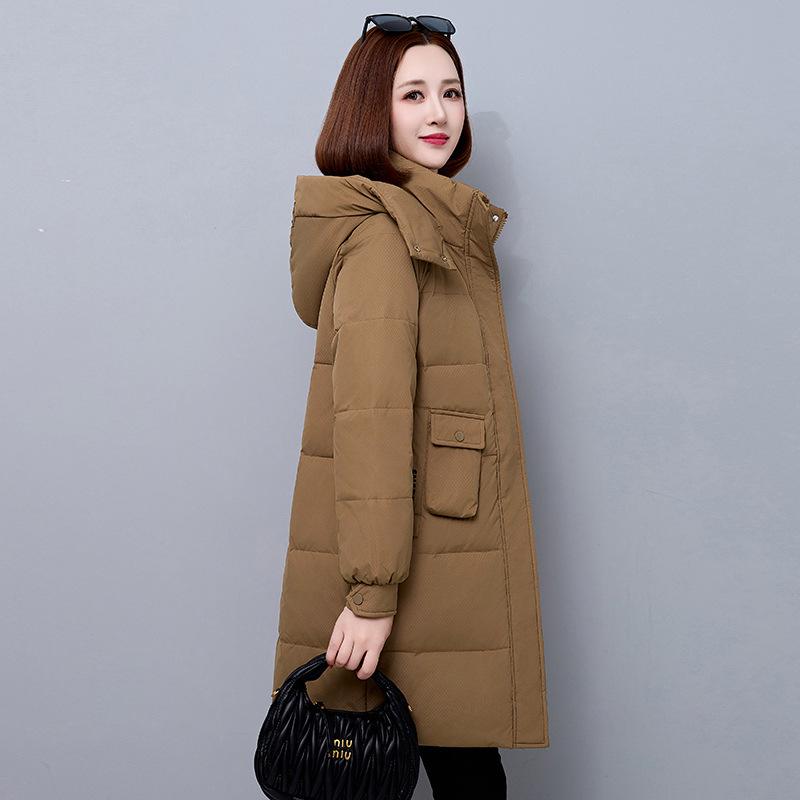 Mid-Length Hooded Women's Winter Down Jacket - Thickened, Slimming, High-End White Duck Down Outerwear