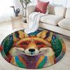 Fox Pattern Round rug,Carpet Rug for Living Room Bedroom  Playroom ,Non-slip Floor Mat,Holiday Gifts and Birthday Gifts.