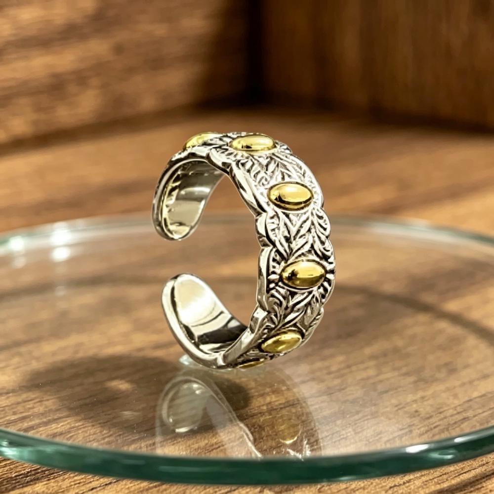 Gold & Silver Color Block Adjustable Rice Ring - Personalized Fashion Jewelry