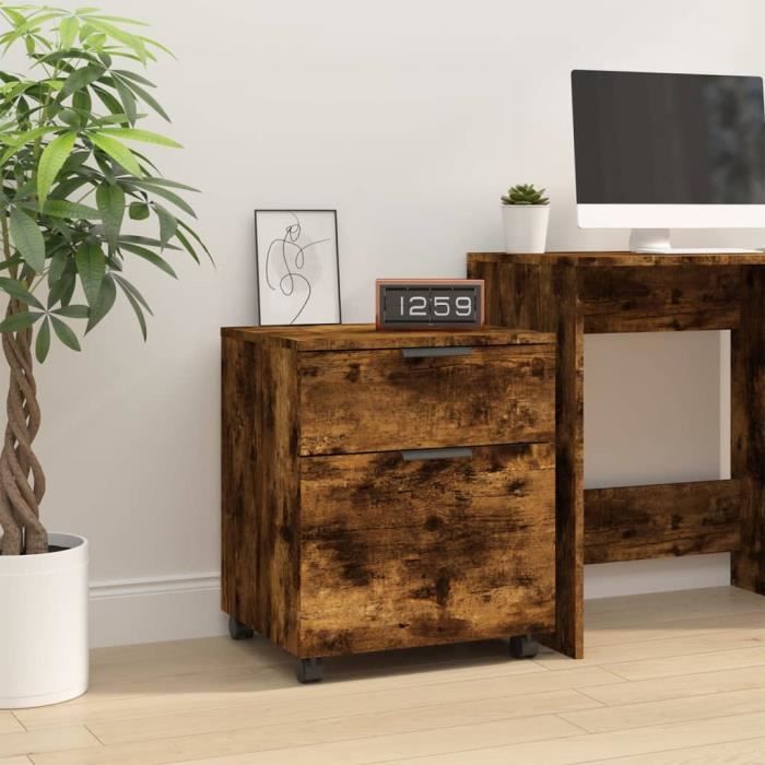 VidaXL Mobile Filing Cabinet with Wheels Smoked Oak 45x38x54 Cm Wood 817135