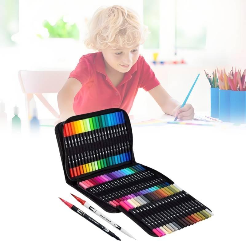 Premium 120 Color Dual Head Watercolor Brush Pens Washable Safe For Children Art Projects