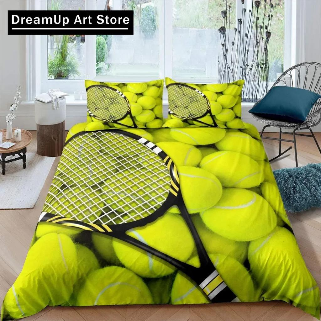 Ensemble de housse de couette Balle de Tennis Thème Jeu de Sport Ensemble de literie Housse de couette Ensemble de lit Housse de couette Taille Jumeau Simple Double Queen King
