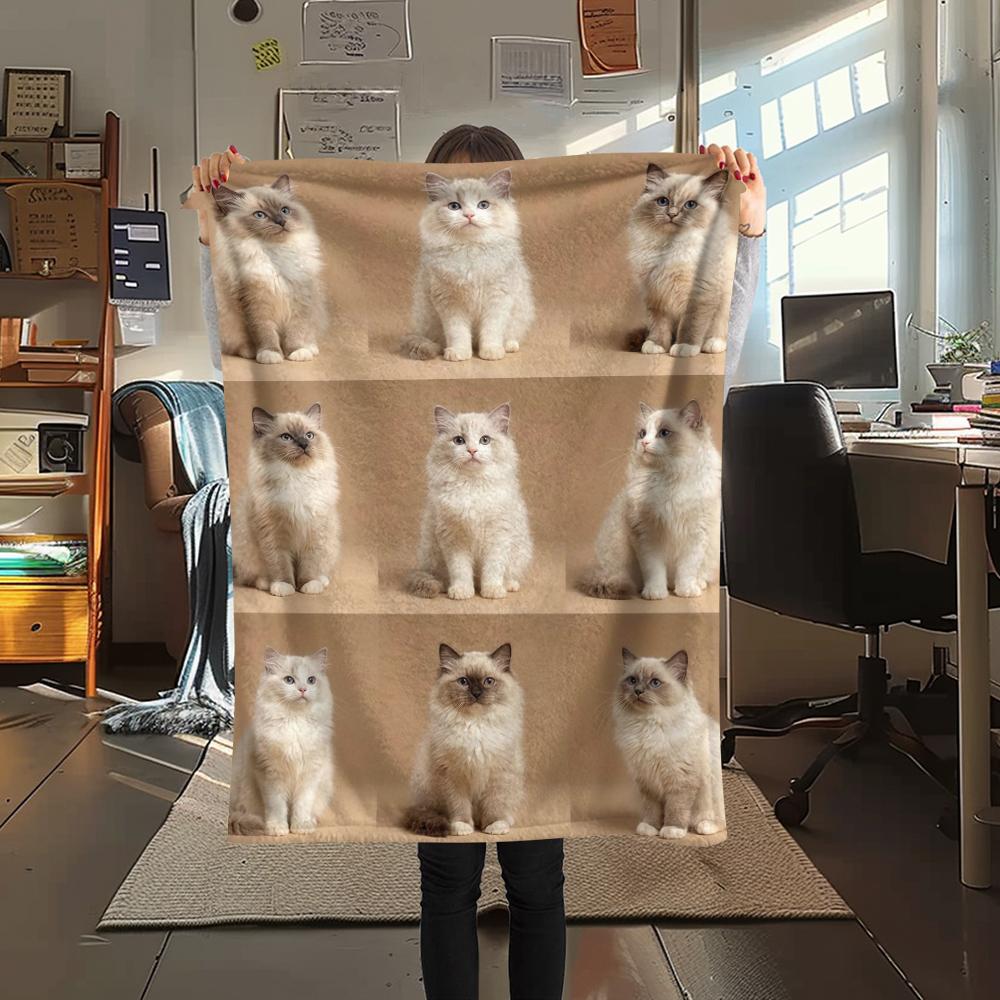 Cute puppy and kitten ID photoPrint Flannel Blanket,High quality Comfortable for All Seasons,Home Decor,Warmth and Comfort,Perfect for Christmas Gifts