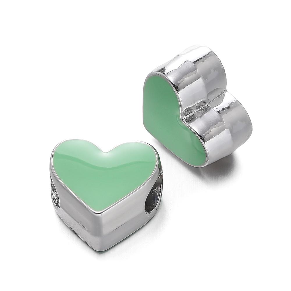 5 pezzi/Lotto Perline CCB Colorate a Forma di Cuore con Foro Grande Distanziatori Perline Sfuse per Braccialetti Collane Accessori per la Creazione di Gioielli