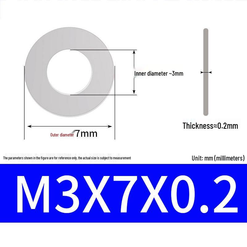 304 Stainless Steel Ultra-Thin Flat Washer, Thickness: 0.1/0.2/0.3/0.4/0.5 Mm, Sizes M1-M8