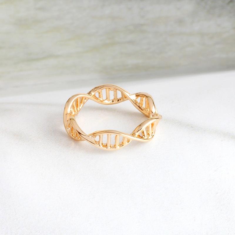 Minimalistischer DNA-Ring für Frauen, Wissenschaft, Chemie, Biologie, Molekül-Helix-Ringe, Gold, Silber, modischer Arztschmuck