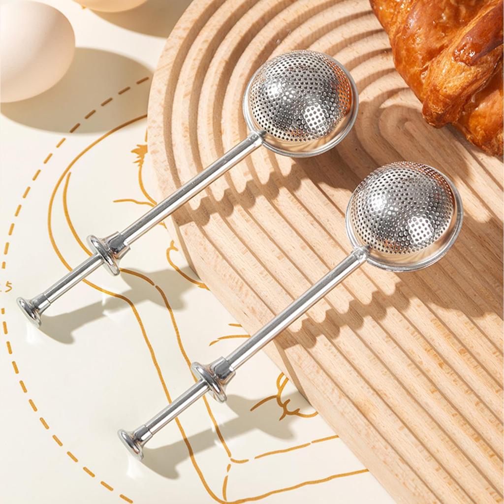 Powdered Sugar Shaker Duster Mini Sifter Flour Duster For Bread Baking With 18/8 304 Stainless Steel Spring Operated Handle For Sugar Flour And Spices
