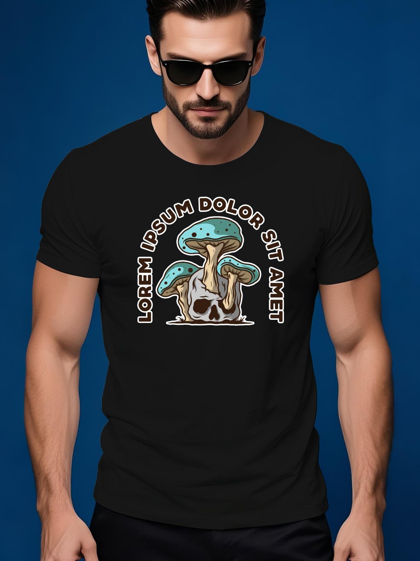 Skull Mushroom Graphic Tshirt - Light Casual Streetwear T... M