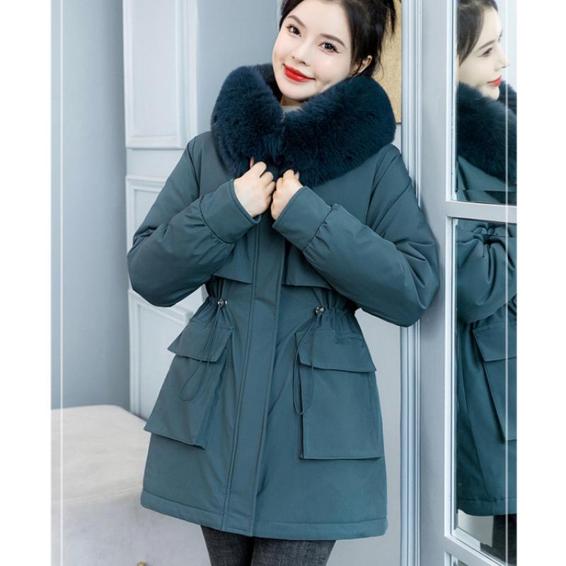 Autumn and Winter Women's Solid Color Detachable Korean Version Waist Hooded Pie To Overcome Thickening Warm Women's Jacket 5 Colors
