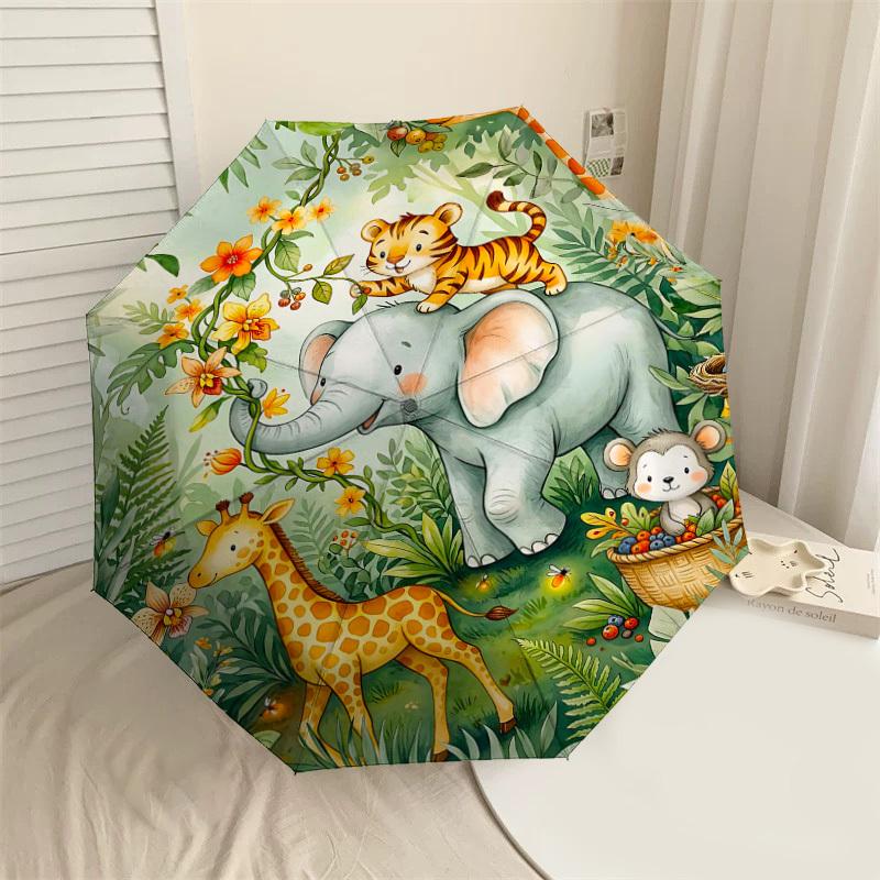 

1PC Jungle Animals Umbrella-8-Rib Reinforced, Automatic Open, Lightweight & Durable, Fashion Accessory for Outdoor, H0349
