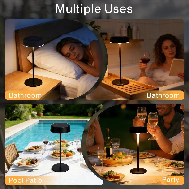 Nowa Rechargeable Desk Table Lamp do Sypialni i na Kemping, Podwójne Tryby Ładowania, 3 Temperatury Barwowe, Wodoodporna Lampka Nocna do Domu i na Zewnątrz