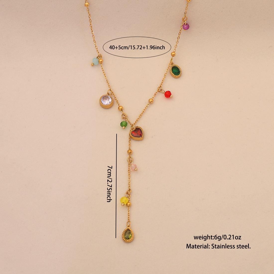 

Cute Cherry Necklace Fashion Crystal Heart Y-Shape Pendant Star Moon Clavicle Chain Jewelry