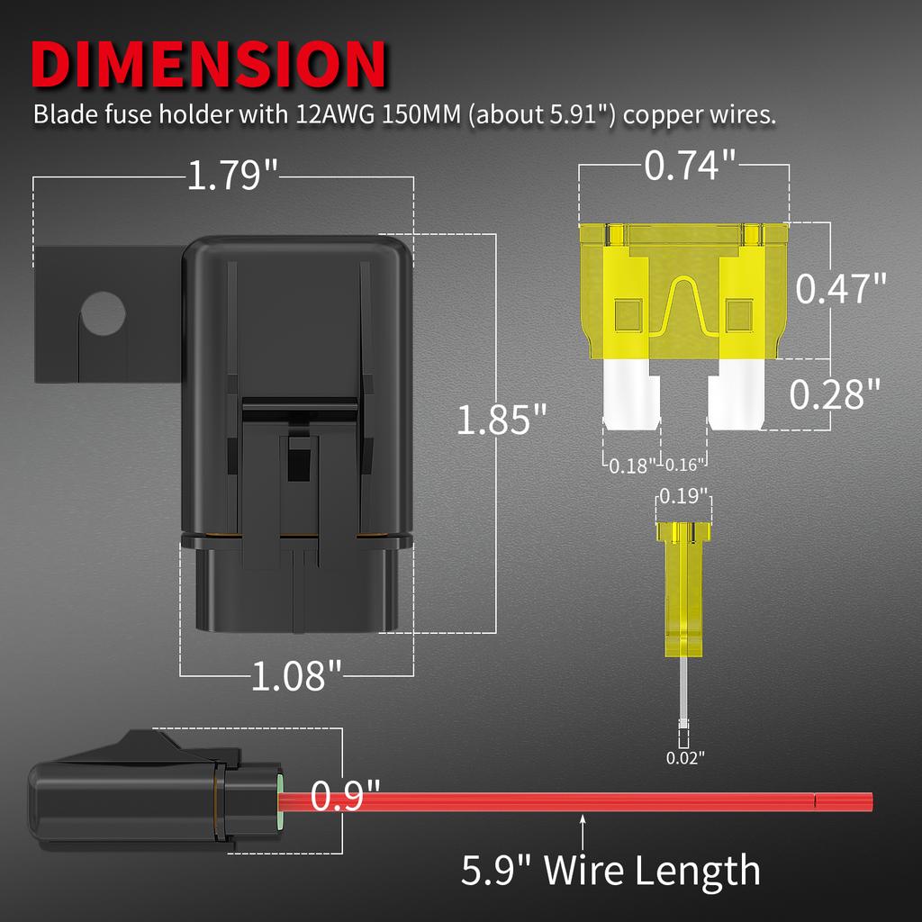 DaierTek 5PCS 12 AWG Inline Fuse Holder 12V ATC/ATO Blade Fuse Holder with 20 Amp 30 Amp 40 Amp Inline Fuse Holder for Vehicle