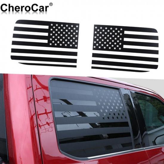 2x US Flag Rear Window Trim Stickers Decal Cover for Ford F150 2015+ Accessories