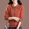 Mom's autumn clothes new early autumn doll collar sweater thin spring and autumn lapel collar long-sleeved knitted bottoming shirt women