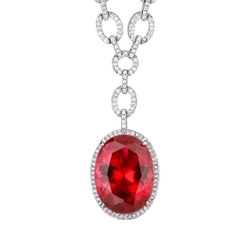 Jewelry Simulation Red Corundum Luxury Inlaid Banquet Pendant Necklace Stone 15 * 20