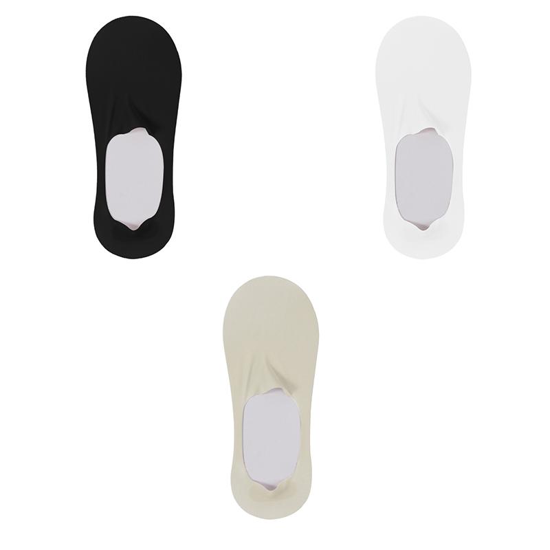 3 Pairs Women's Summer Silicone Anti Slip Socks Invisible Low Cut Boat Socks Solid Color Breathable Sock
