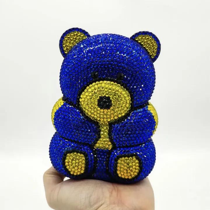 

Boutique De FGG (in stock)Teddy Clutch Minaudiere Bag Women Crystal Evening Handbags and Purses Wedding Party Rhinestone Bag Mini Clutch