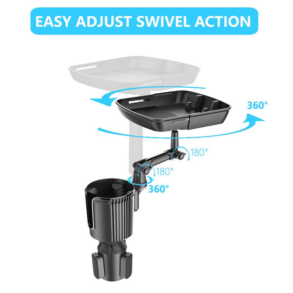 

2 In 1 Car Cup Holder 360-degree Rotating Dining Tray Car Water Cup Holder Coffee Hamburger Storage Box Small Dining Table