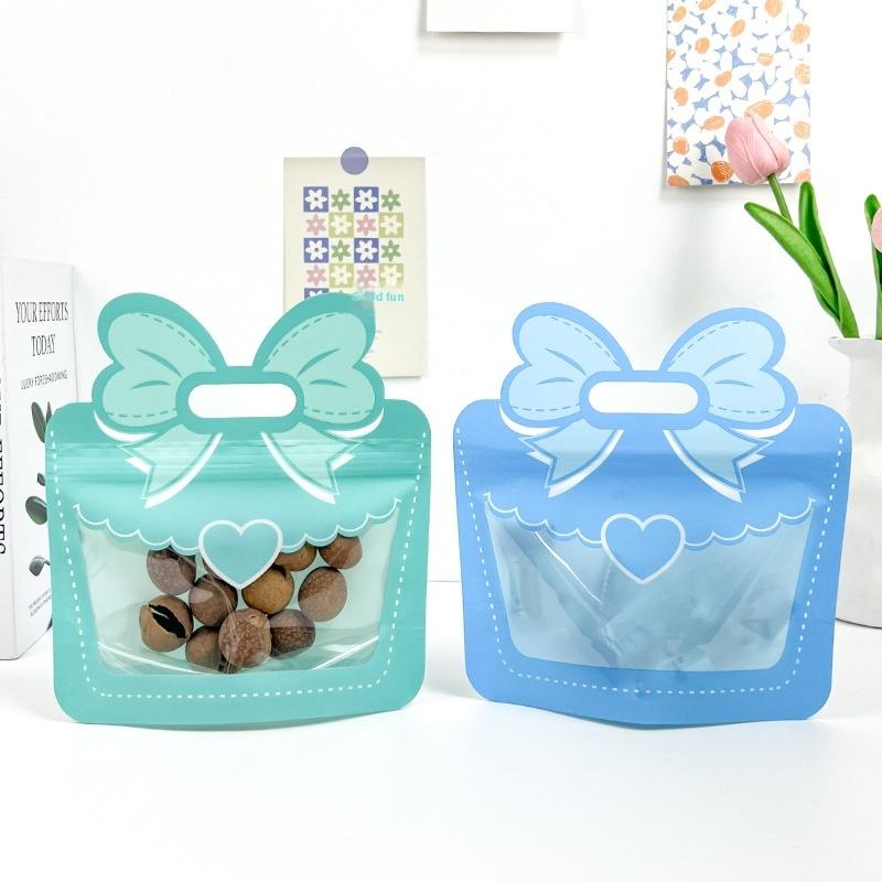 5 Pcs Candy Snack Packaging Bag Cute Bow Creative Party Favor Gift Bags Food Grade Self-Lock Zipper Sealed Bag Kid Birthday Gift