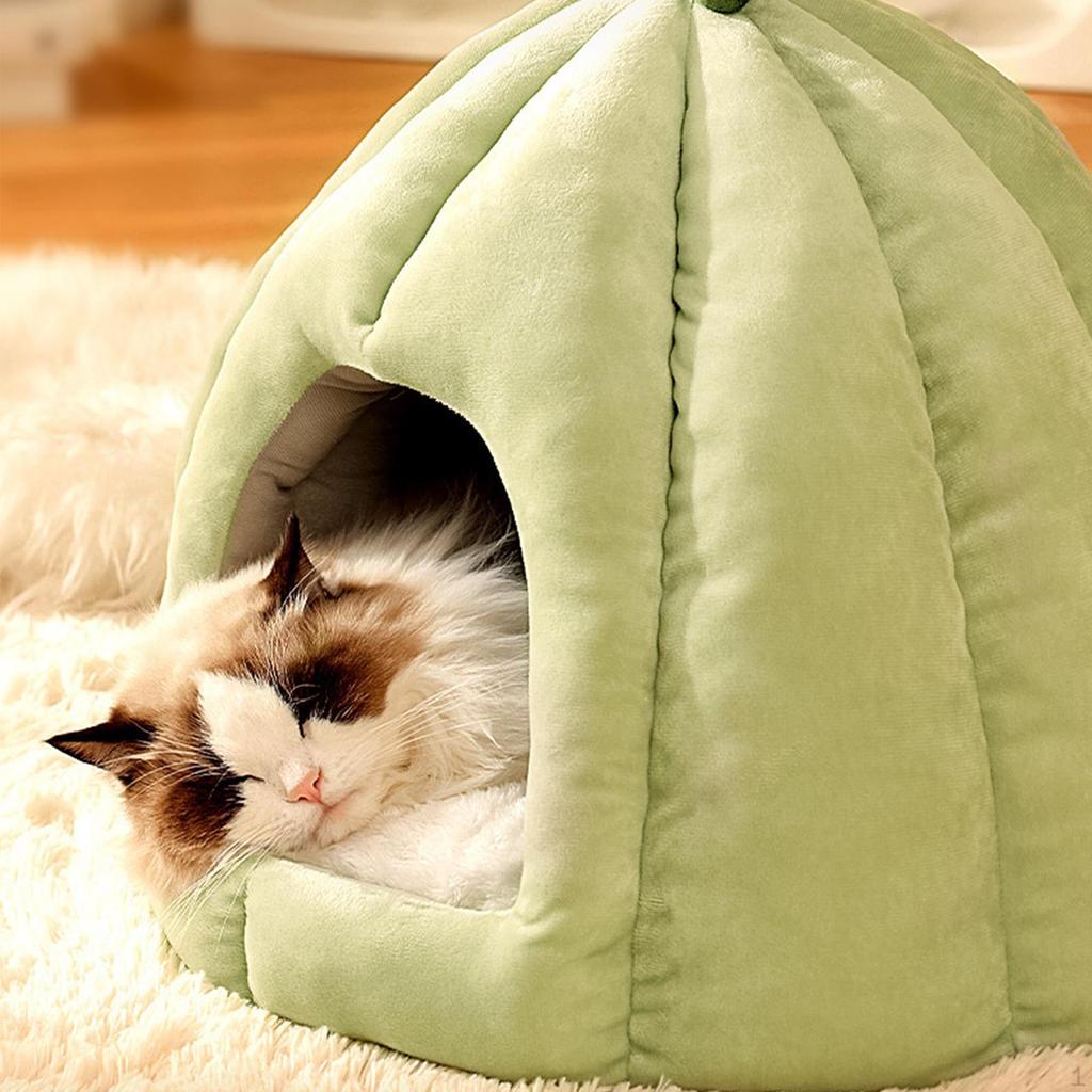 Cat Bed for Indoor Cats, Cute Pumpkin Cave House Tent Kitty Washable Nest