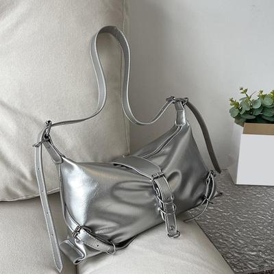 Women Fashion PU Leather Dumpling Hobo Shoulder Bag Vintage Solid Color Casual Zipper Crossbody Bag