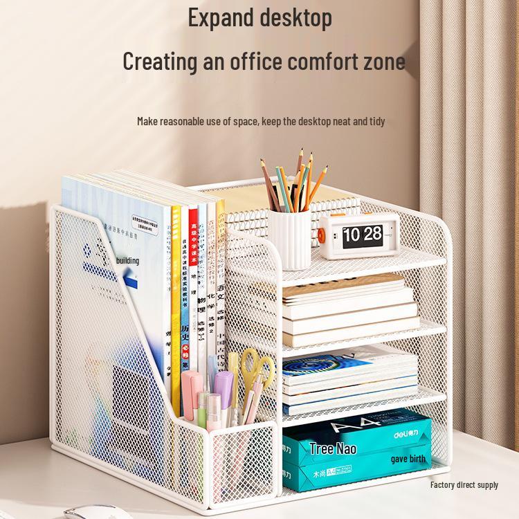 Desktop File Organizer: Multilayer Large Capacity Storage Rack for Office Supplies