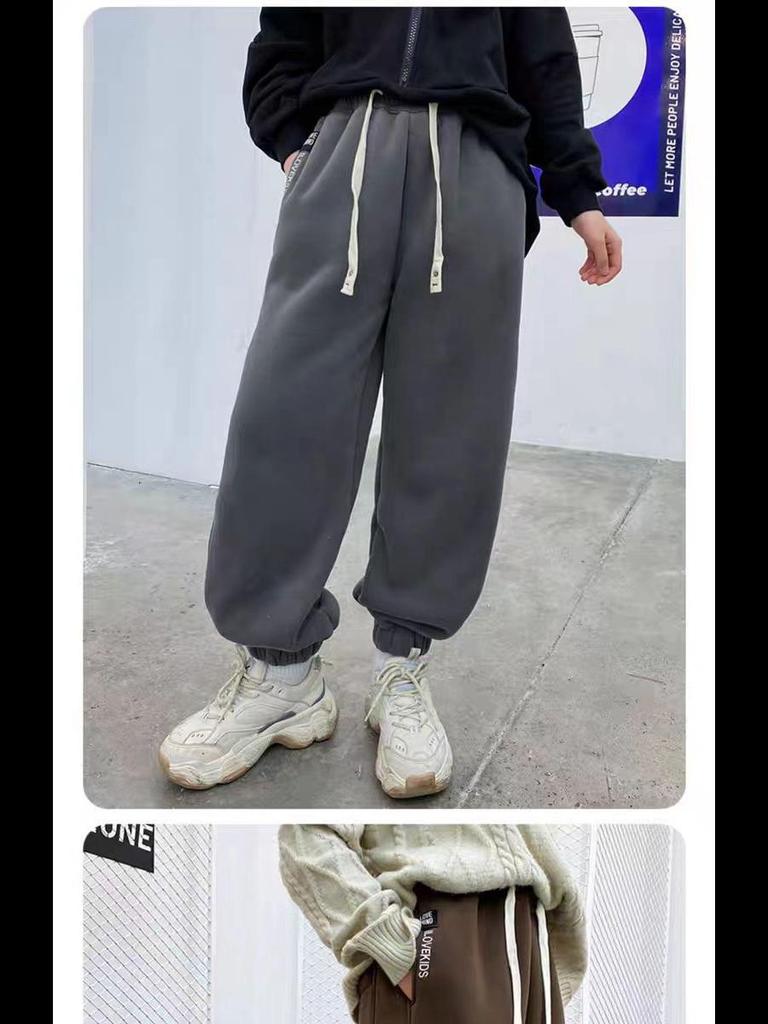 Tykk fleece joggebukse for barn - Høst/Vinter Unisex fritidsbukser med lammeull